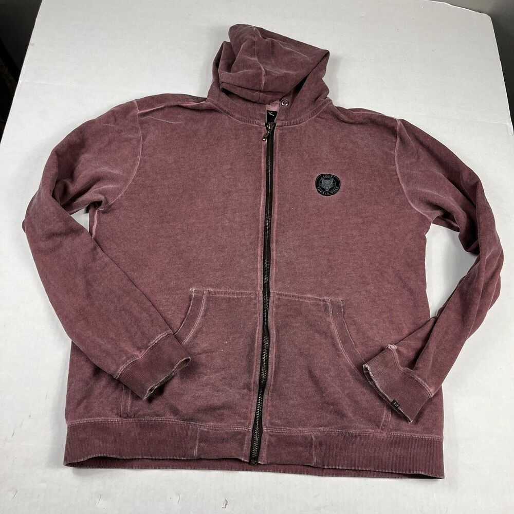 Lost Enterprises Men’s Hoodie Small Maroon Full Zip Surf Skate Casual Streetwear